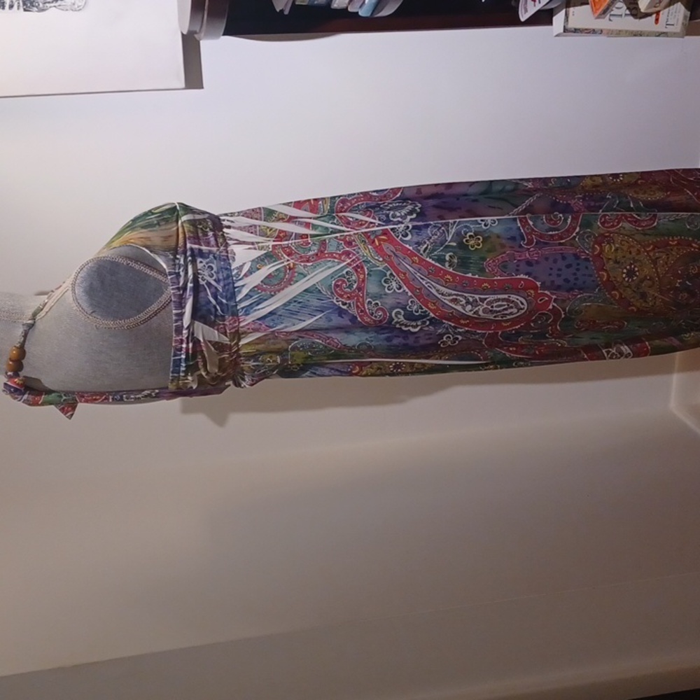 Ocean Blue Maxi  Ladies Halter Dress Paisley Sundress Beach Resort EUC Small